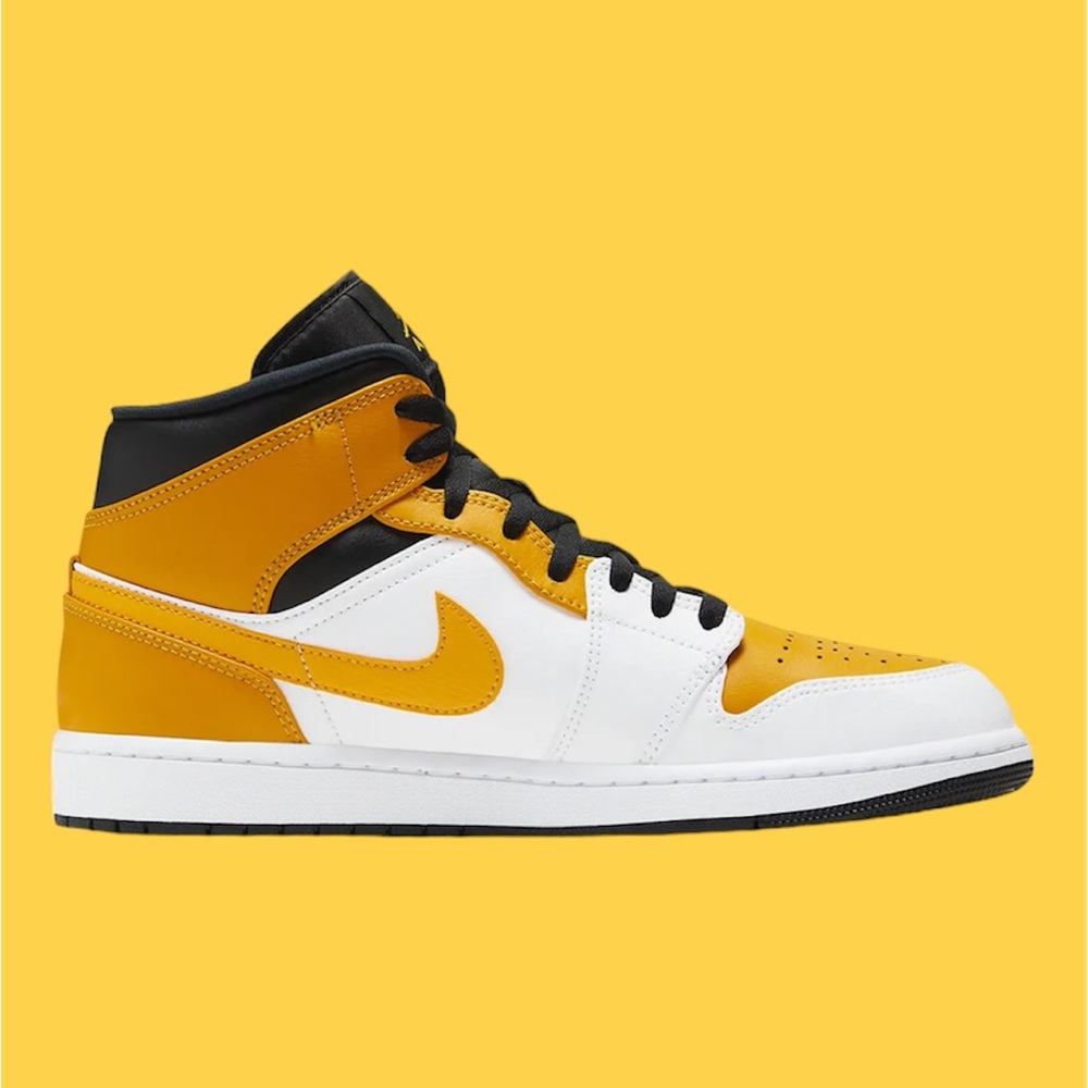 Men's Jordan 1 Mid "University Gold" White/Univ Gold-Black Men’s 8